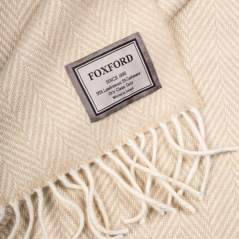 White & Bone Herringbone Throw -  Keem