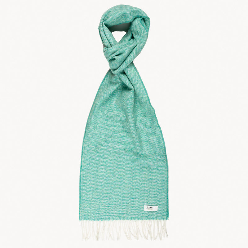 Spearmint Herringbone Supersoft Lambswool Scarf